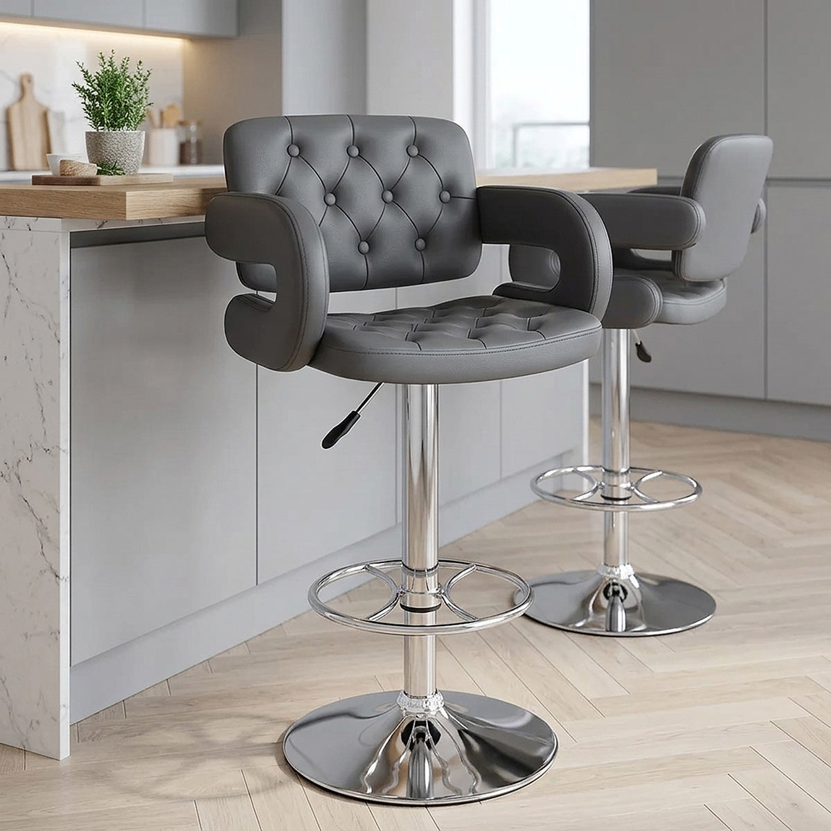 Kunstleder Barhocker Chrom - Polaris Grau