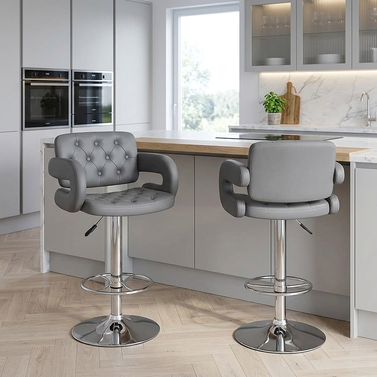 Kunstleder Barhocker Chrom - Polaris Grau