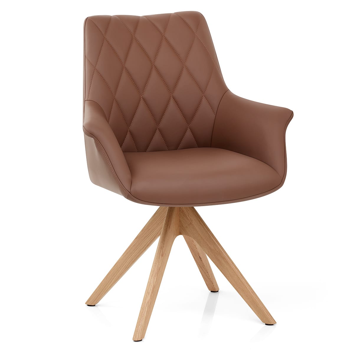Echtleder Stuhl Eiche - Portobello Braun