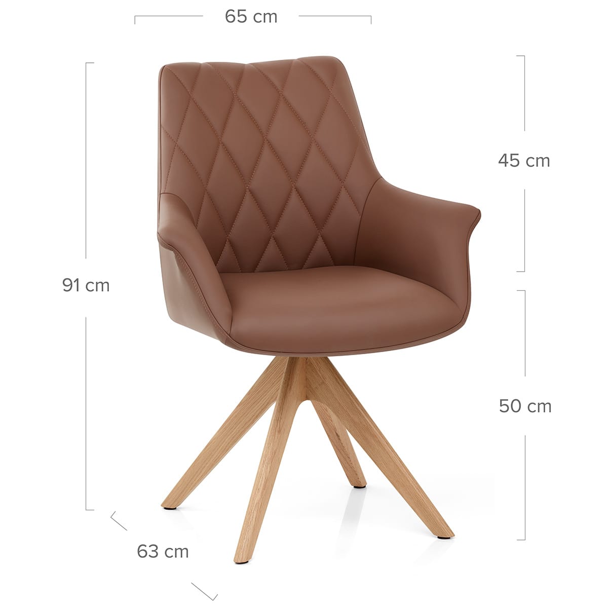 Echtleder Stuhl Eiche - Portobello Braun