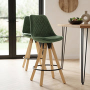 Sgabello Velluto Legno - Prism Verde