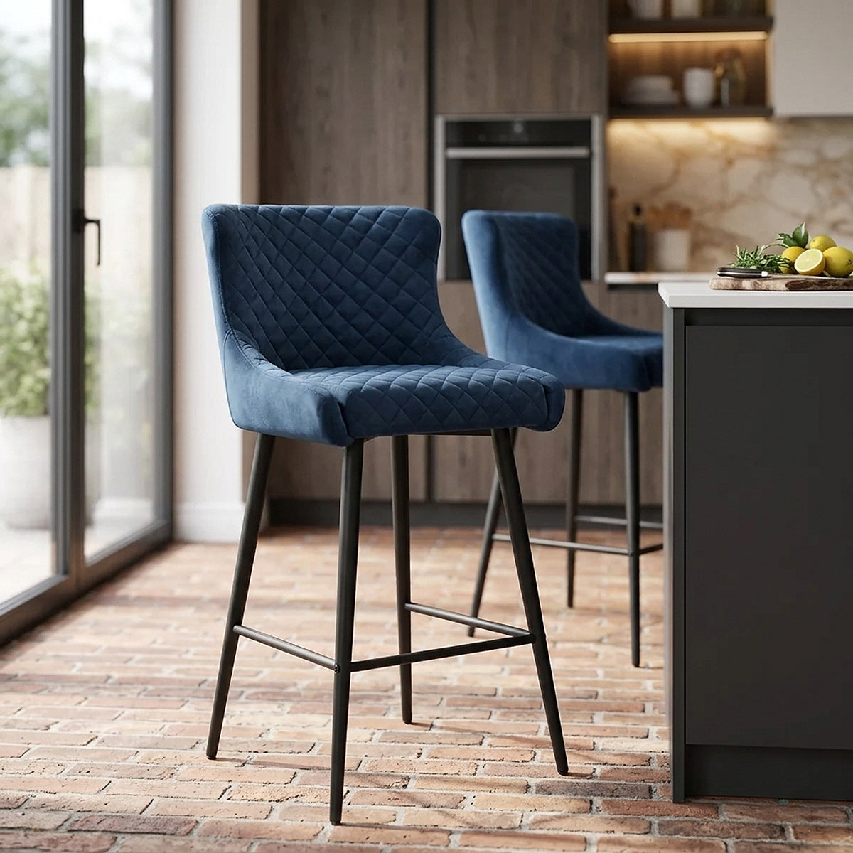 Samt Barhocker - Provence Blau