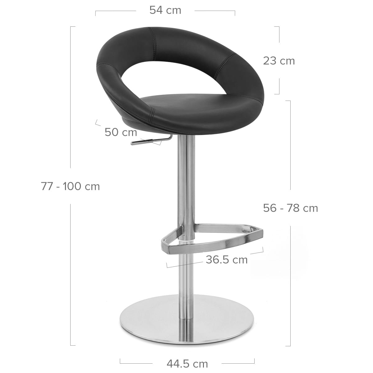 Echtleder Barhocker Gebürstet - Crescent Schwarz