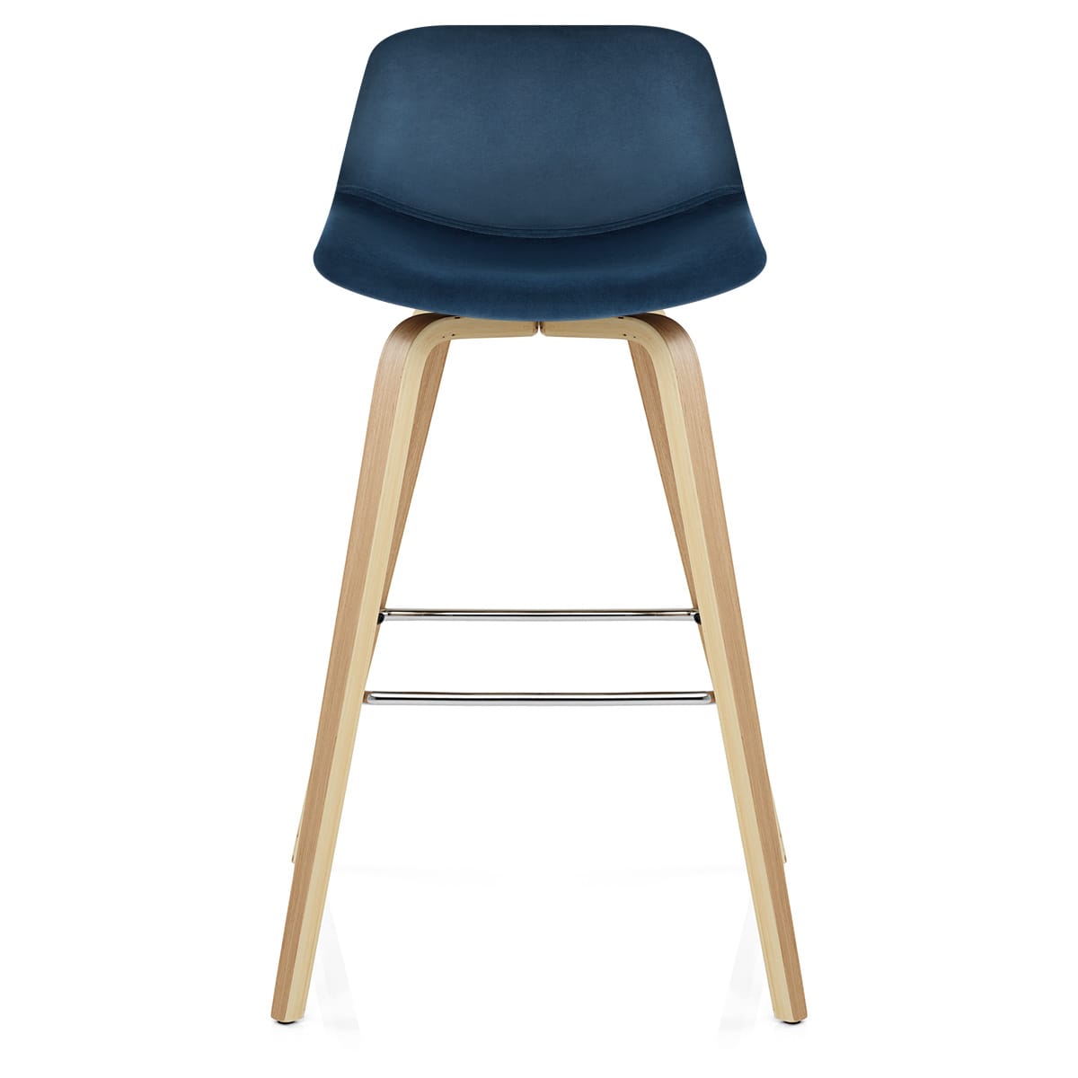 Samt Barhocker Holz - Reef Blau