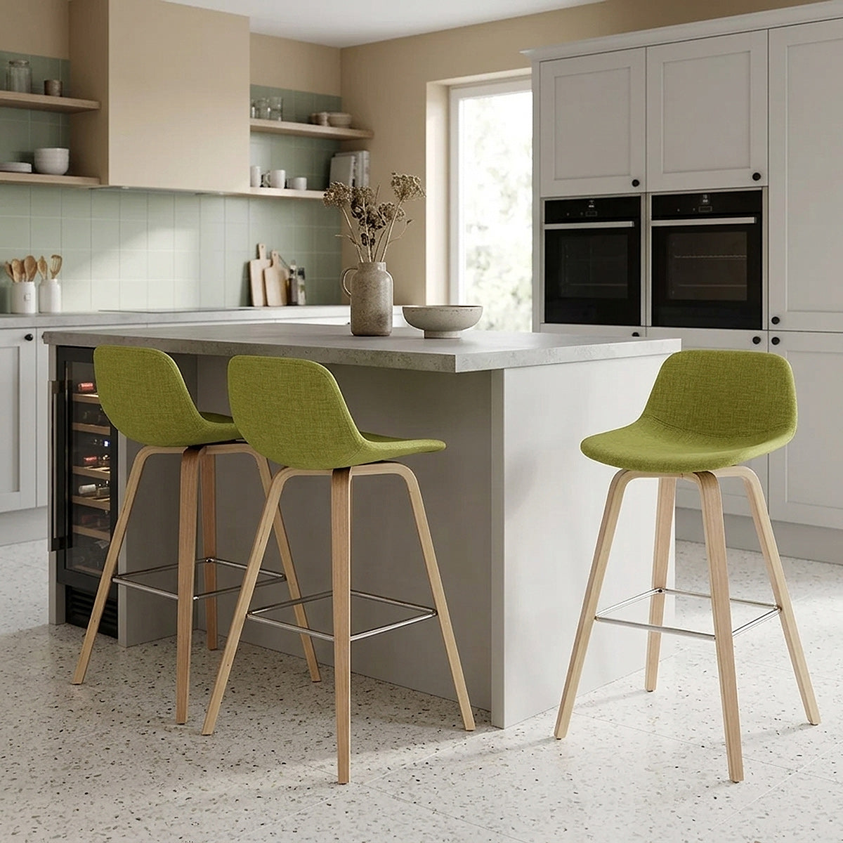 Sgabello Tessuto Legno - Reef Verde