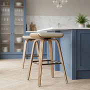 Echtleder Barhocker Eiche - Remy Beige