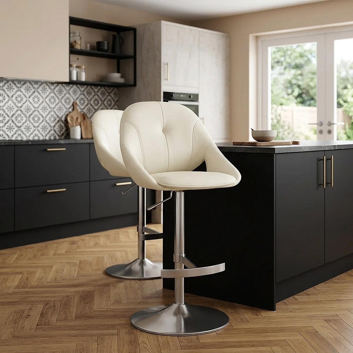 Barhocker Öko-Leder Gebürstet - Rico Beige