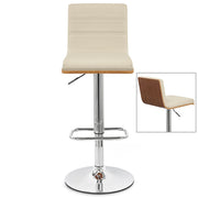 Kunstleder Holzbarhocker Chrom - Riviera Beige