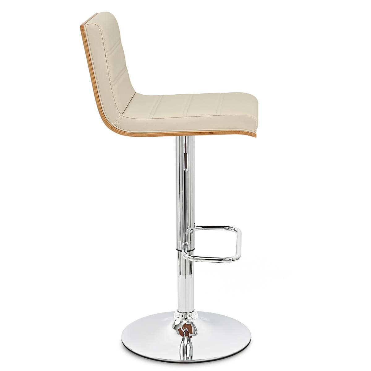 Kunstleder Holzbarhocker Chrom - Riviera Beige