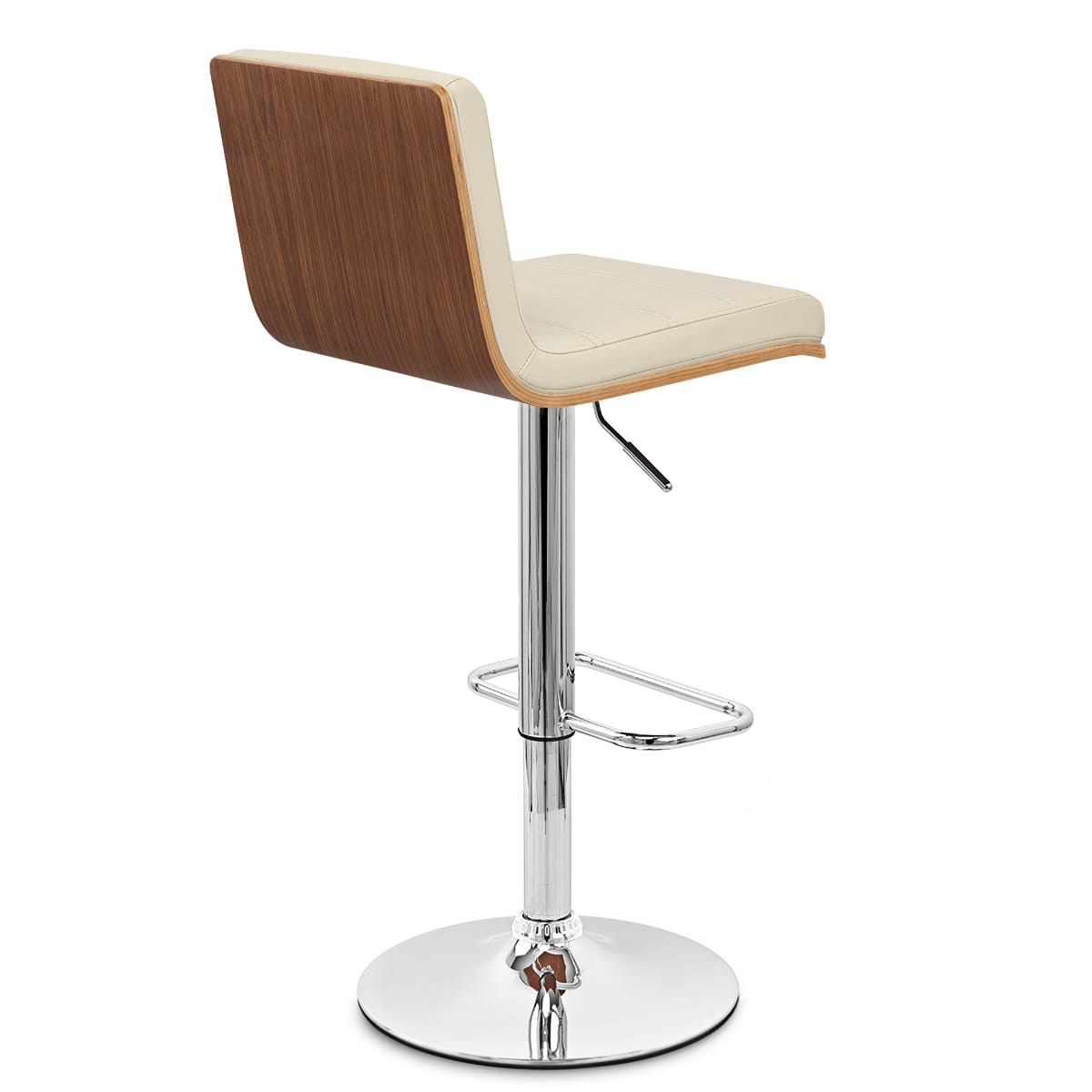 Kunstleder Holzbarhocker Chrom - Riviera Beige