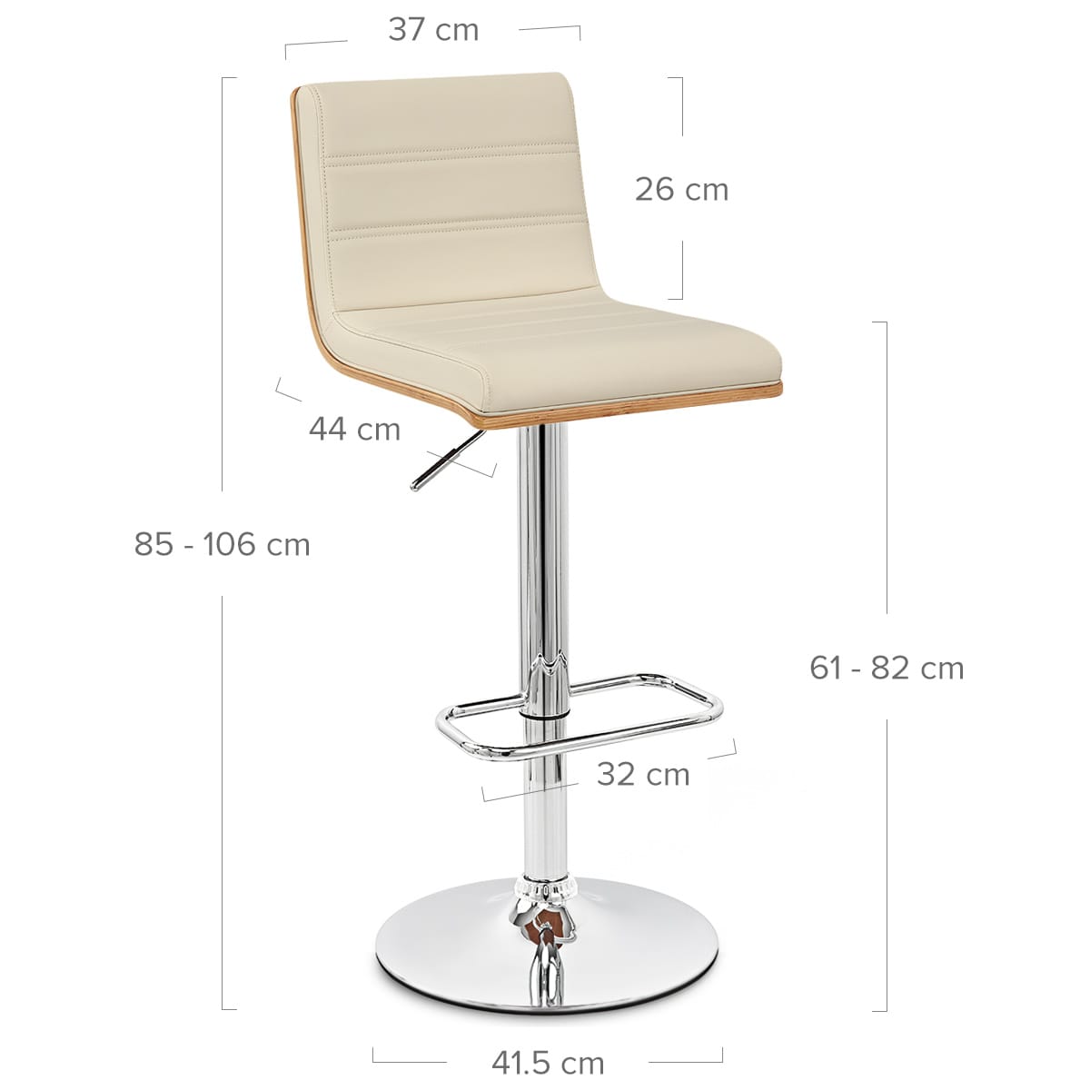 Kunstleder Holzbarhocker Chrom - Riviera Beige