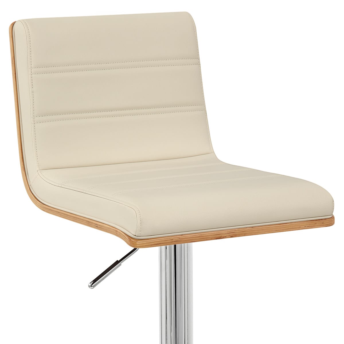 Kunstleder Holzbarhocker Chrom - Riviera Beige