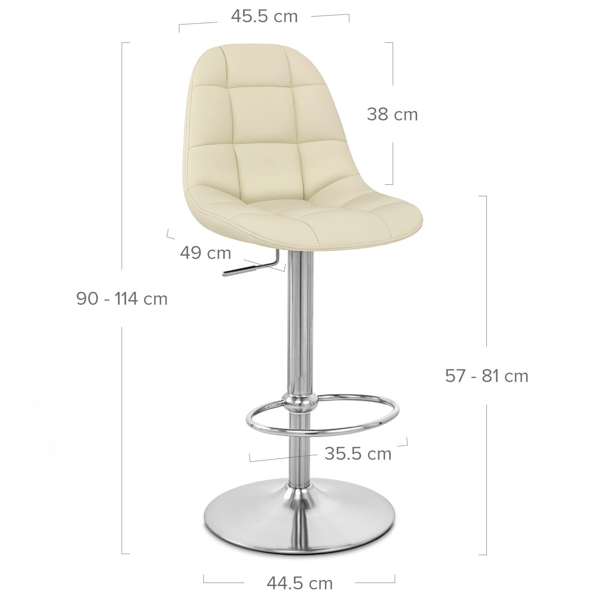 Sgabello Ecopelle Cromo Satinato - Rochelle Crema