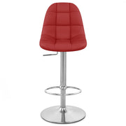 Sgabello Ecopelle Cromo Satinato - Rochelle Rosso