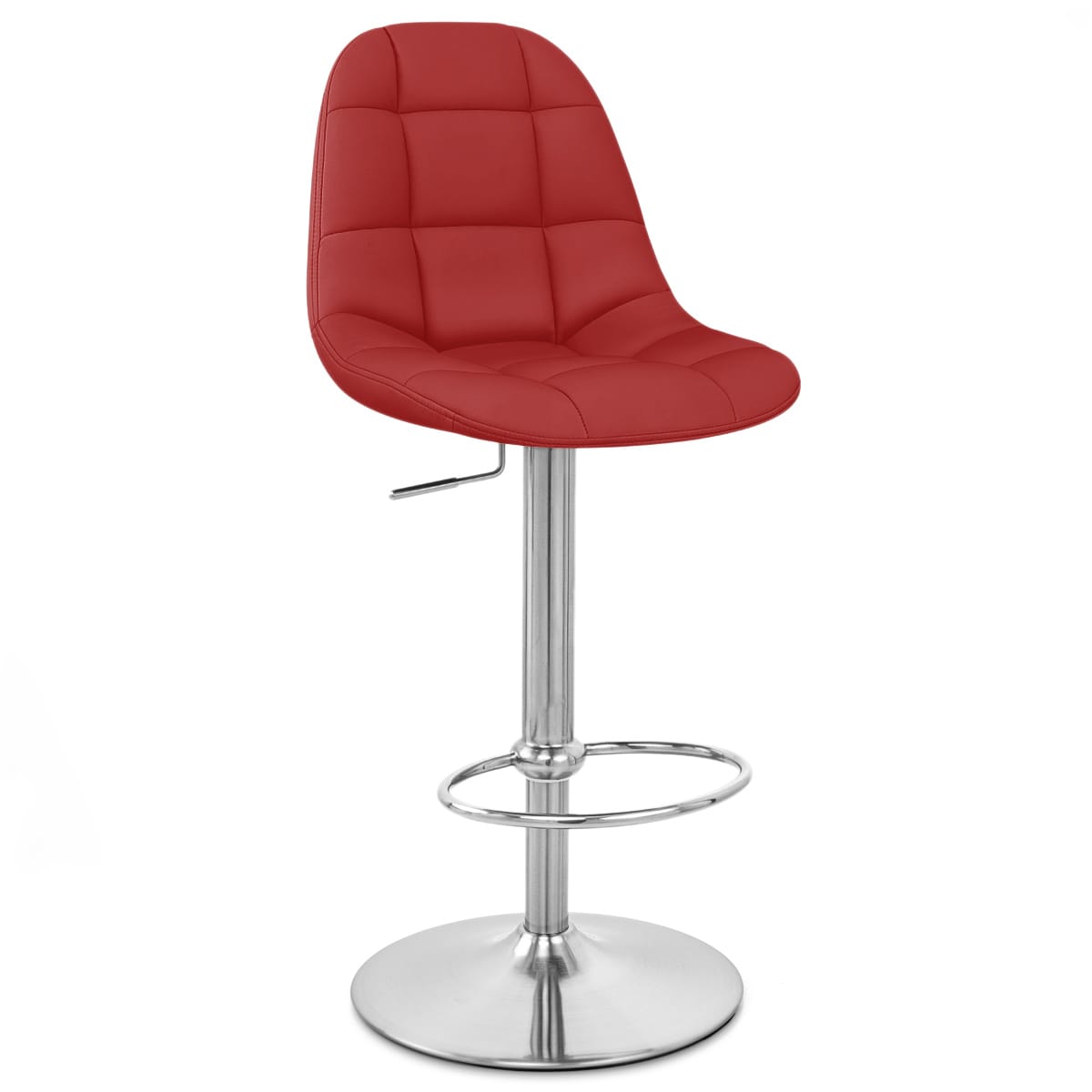 Sgabello Ecopelle Cromo Satinato - Rochelle Rosso