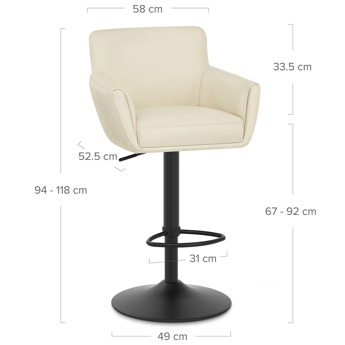Gasdruckfeder Barhocker Echtleder - Rome Beige