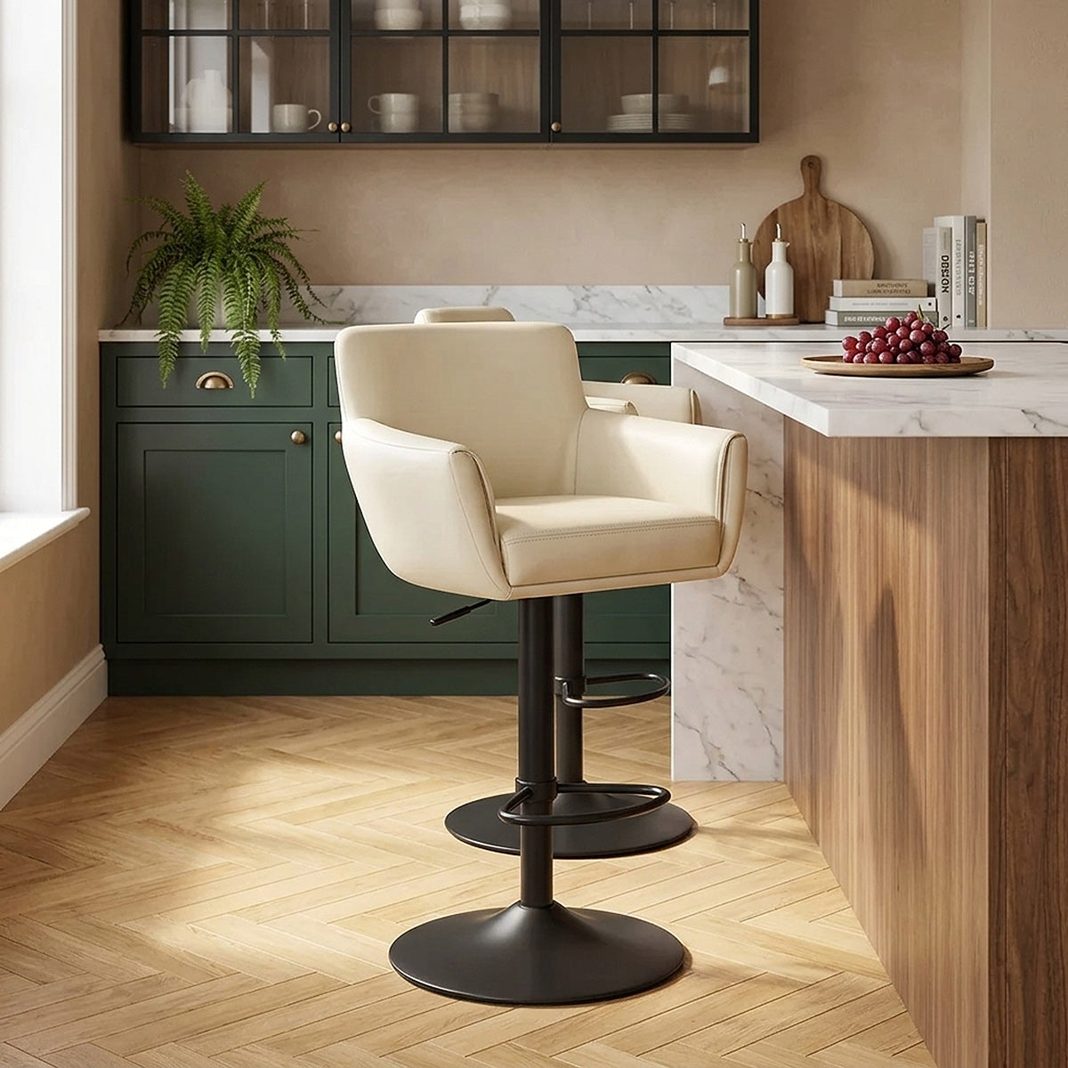 Gasdruckfeder Barhocker Echtleder - Rome Beige