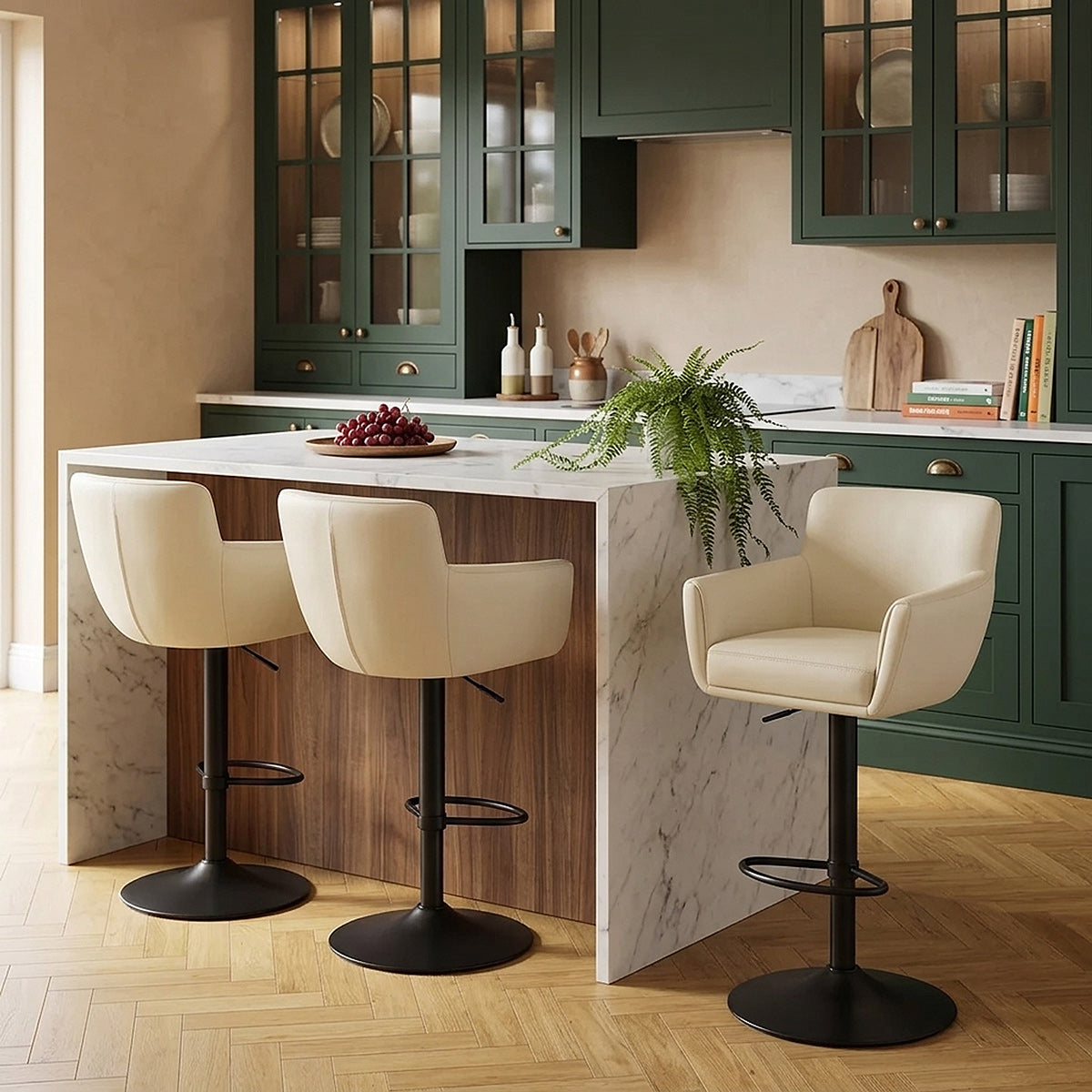 Gasdruckfeder Barhocker Echtleder - Rome Beige