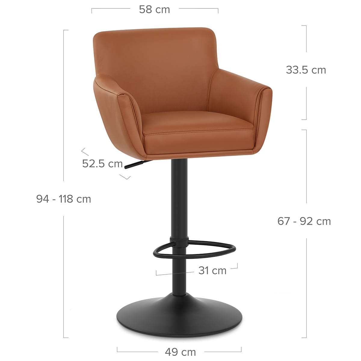 Sgabello Vera Pelle Metallo - Rome Marrone