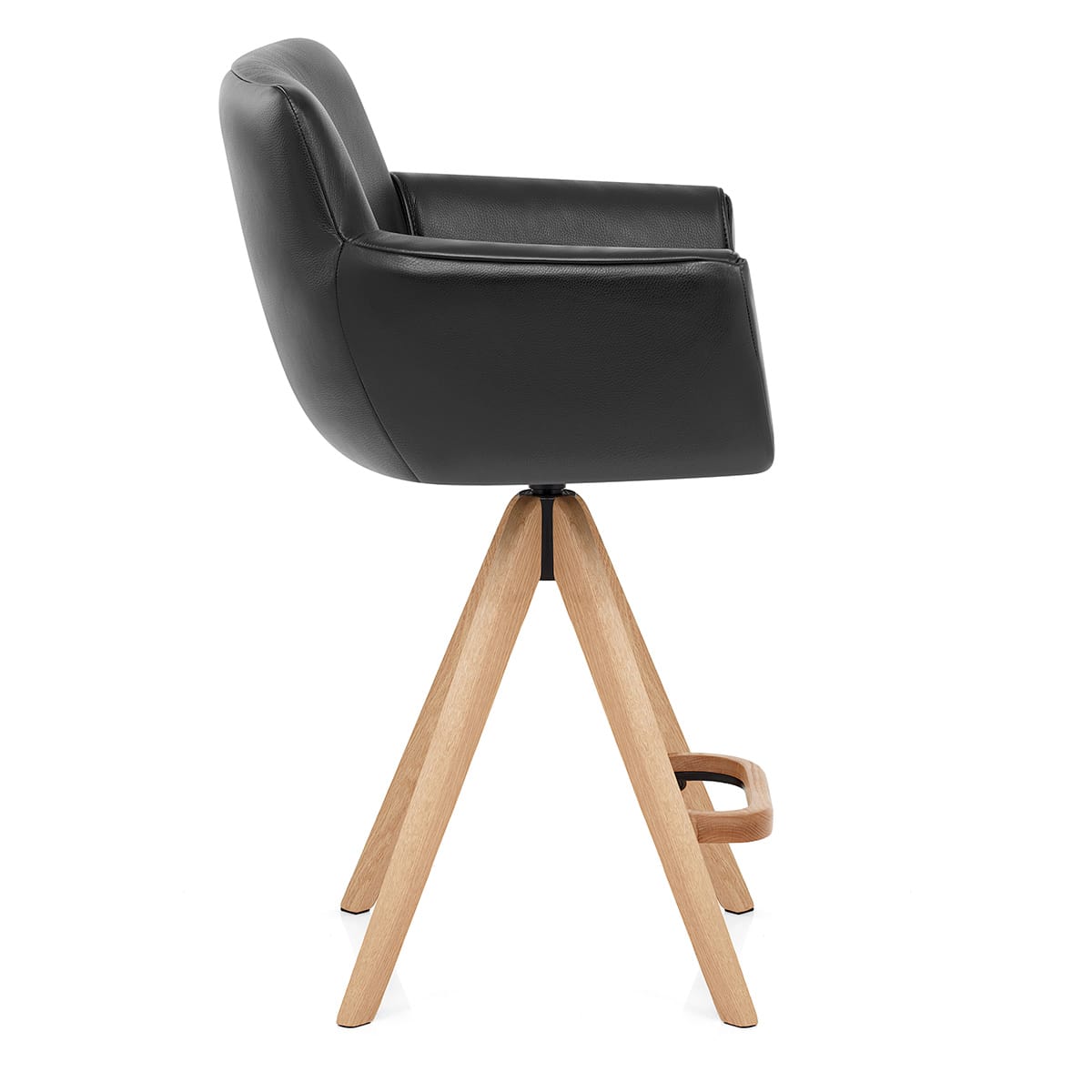 Holzbarhocker Echtleder - Rome Schwarz