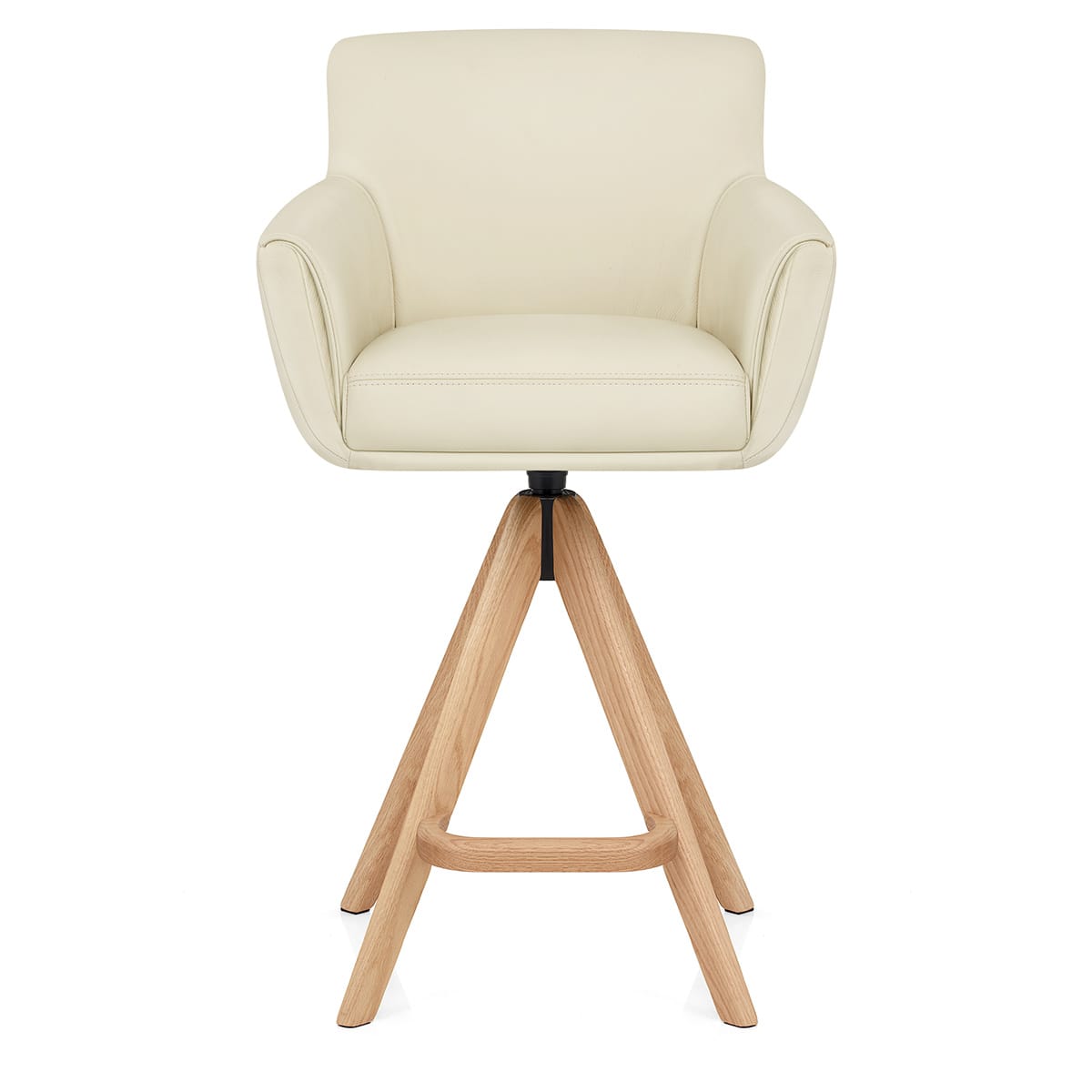 Holzbarhocker Echtleder - Rome Beige
