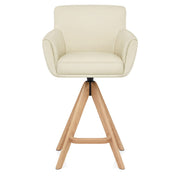 Holzbarhocker Echtleder - Rome Beige