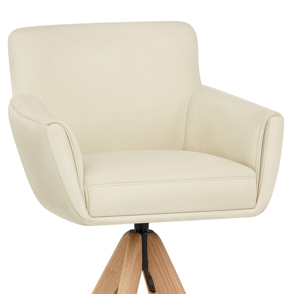 Holzbarhocker Echtleder - Rome Beige