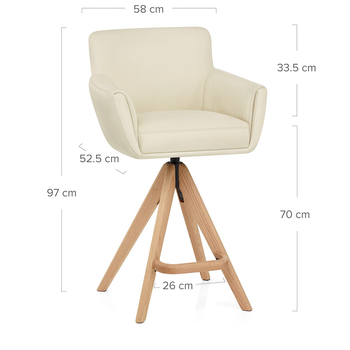 Holzbarhocker Echtleder - Rome Beige