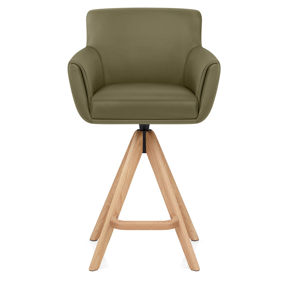 Sgabello Vera Pelle Legno - Rome Verde