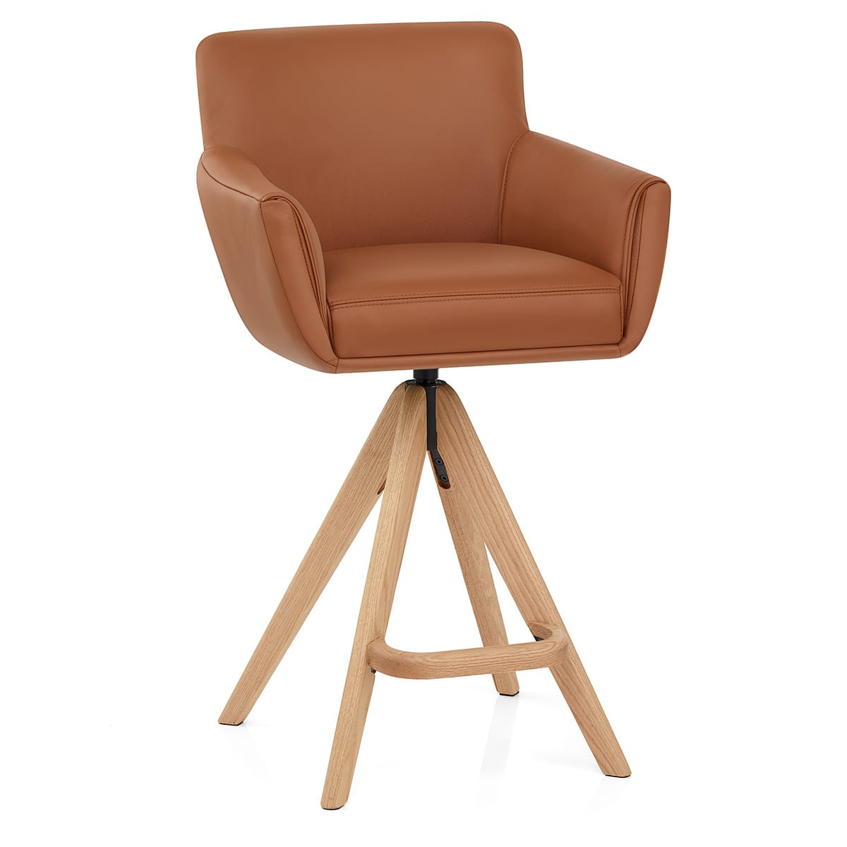 Holzbarhocker Echtleder - Rome Braun