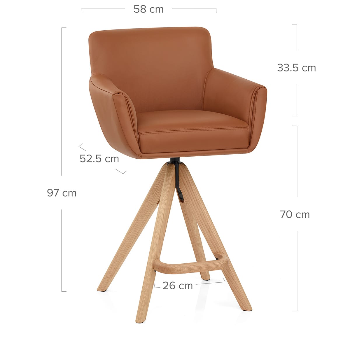 Holzbarhocker Echtleder - Rome Braun