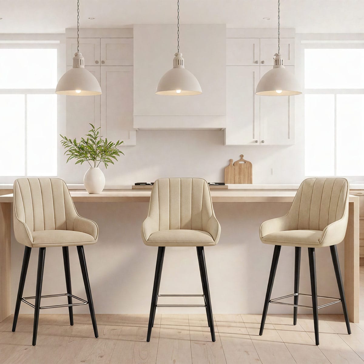 Kunstleder Barhocker - Rosa Beige