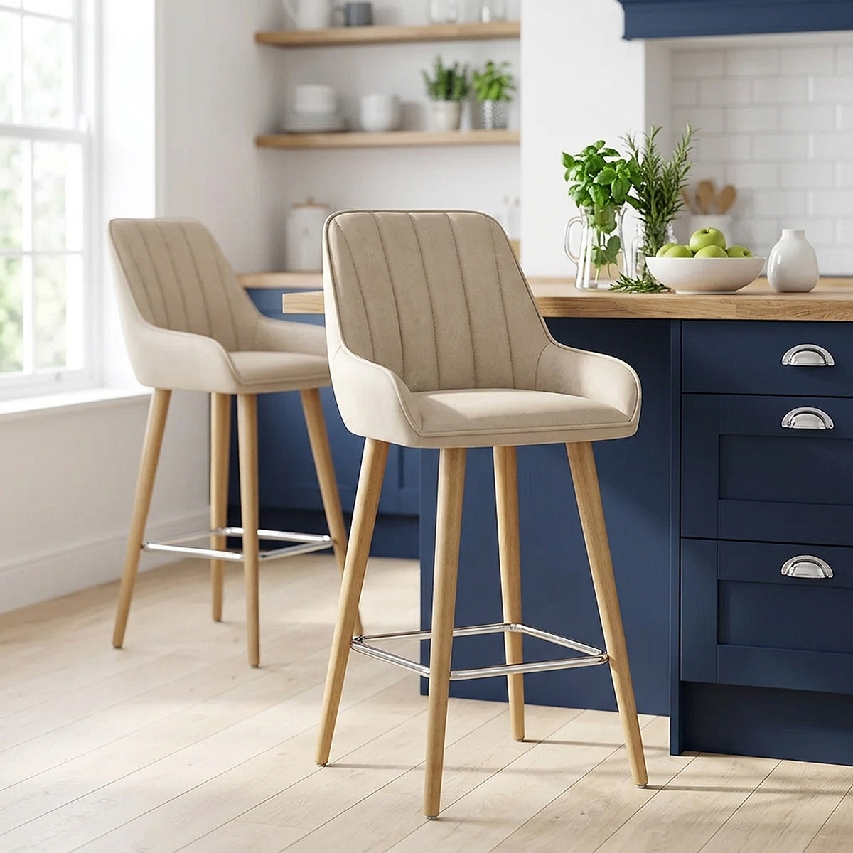 Barhocker Holz - Rosa Beige