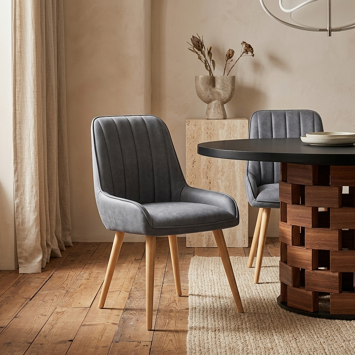 Holz Stuhl - Rosa Blau
