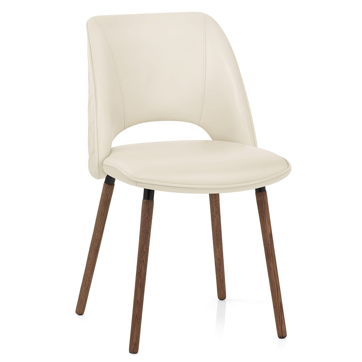 Walnussholz-Echtlederstuhl - Santo Beige