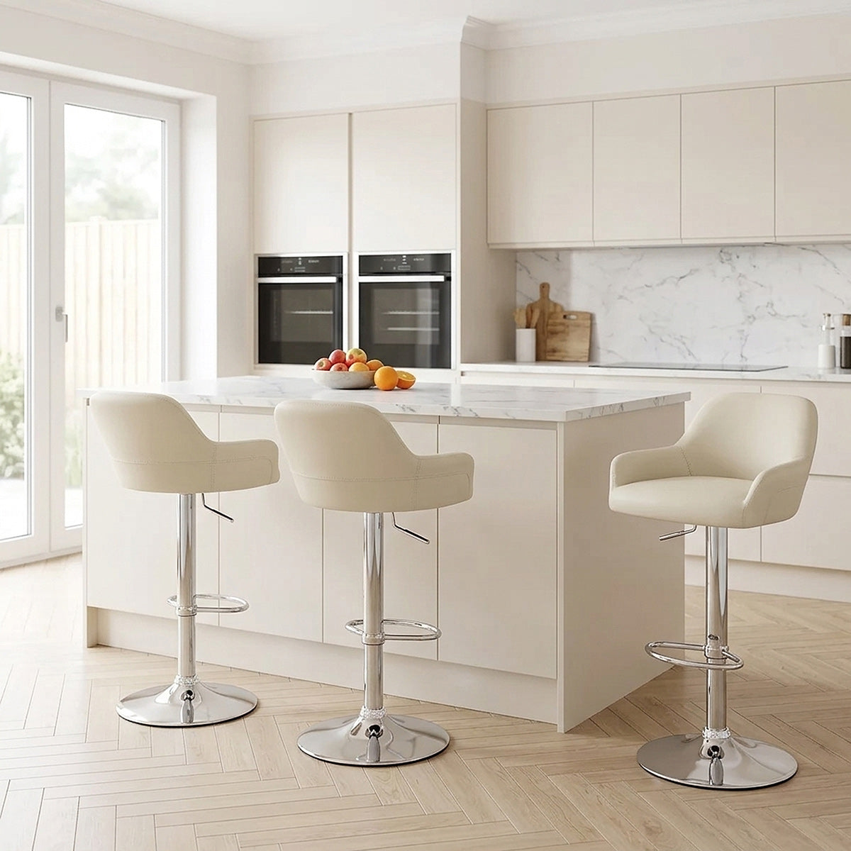 Kunstleder Barhocker Chrom - Sassi Beige