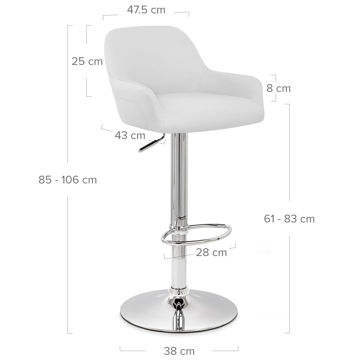 Sgabello Ecopelle Cromato - Sassi Bianco