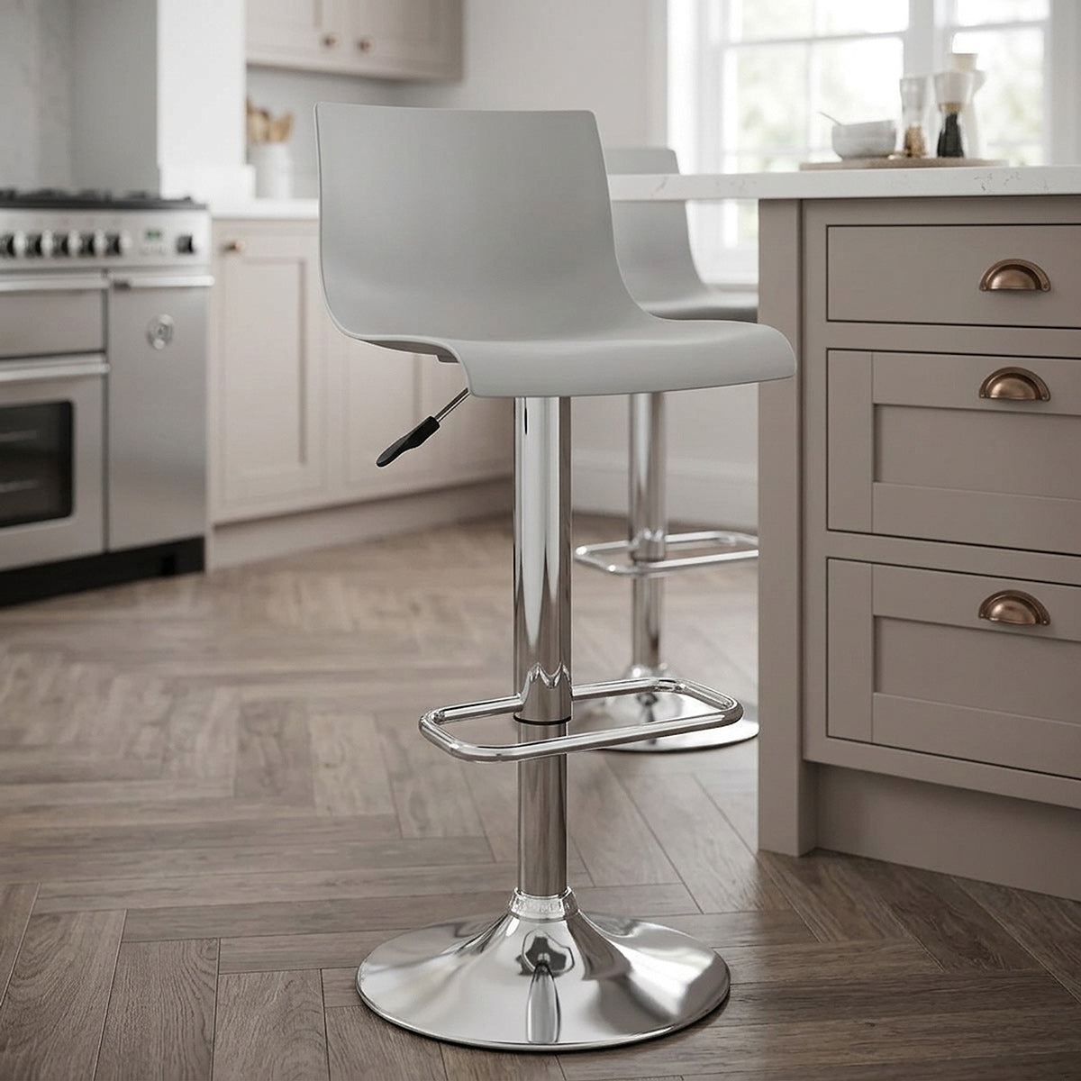 Kunststoff Barhocker Chrom - Serena Grau