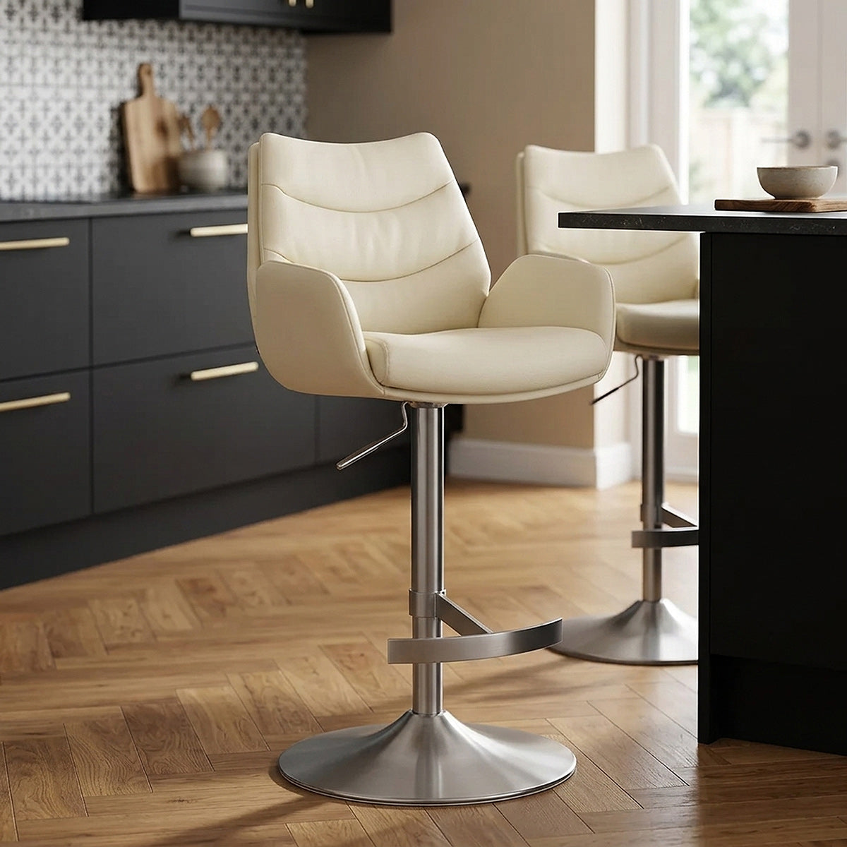 Barhocker Echtleder Gebürstet - Seville Beige