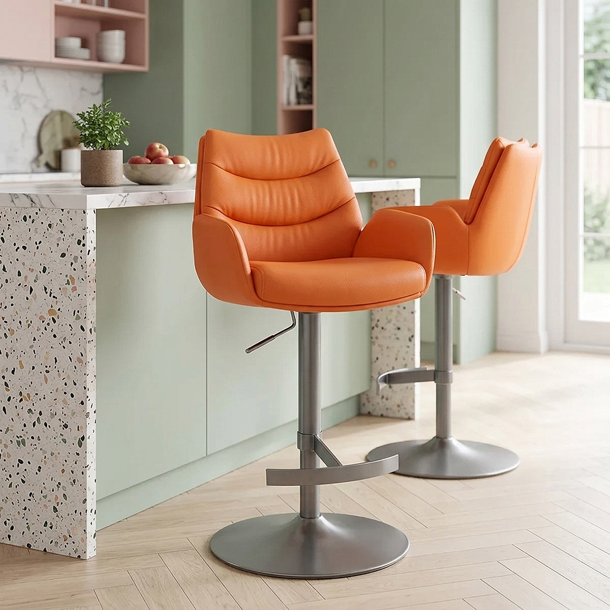 Barhocker Echtleder Graphit - Seville Orange