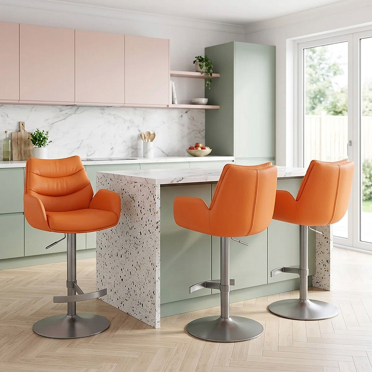 Barhocker Echtleder Graphit - Seville Orange