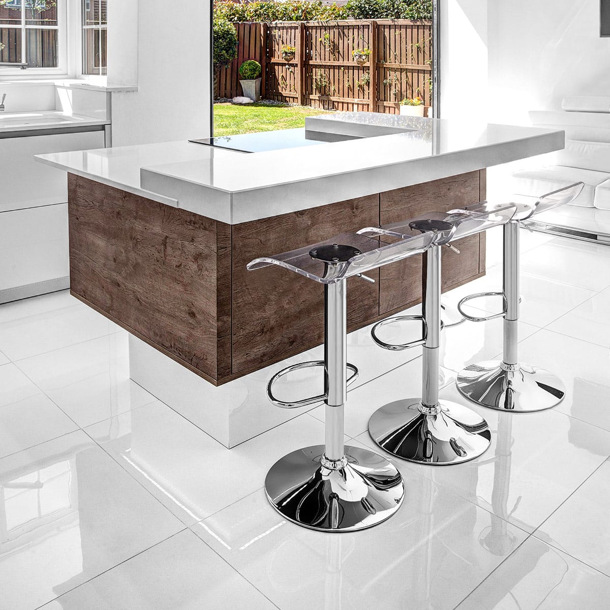 Plexiglas Barhocker Chrom - Shimmer Transparent