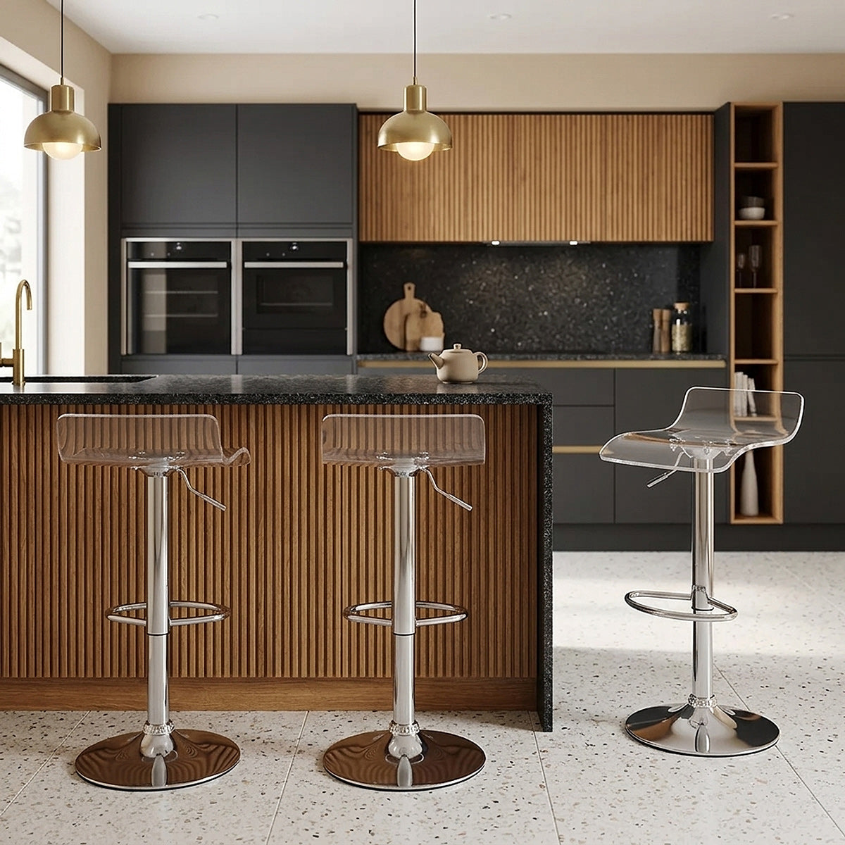Plexiglas Barhocker Chrom - Shimmer Transparent