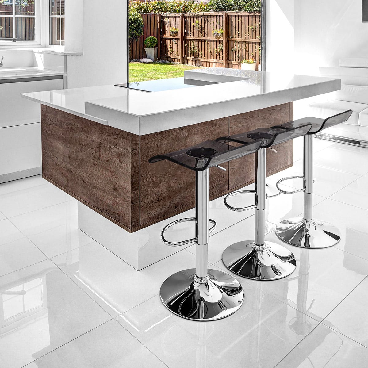Sgabello Plastica Cromato - Shimmer Grigio