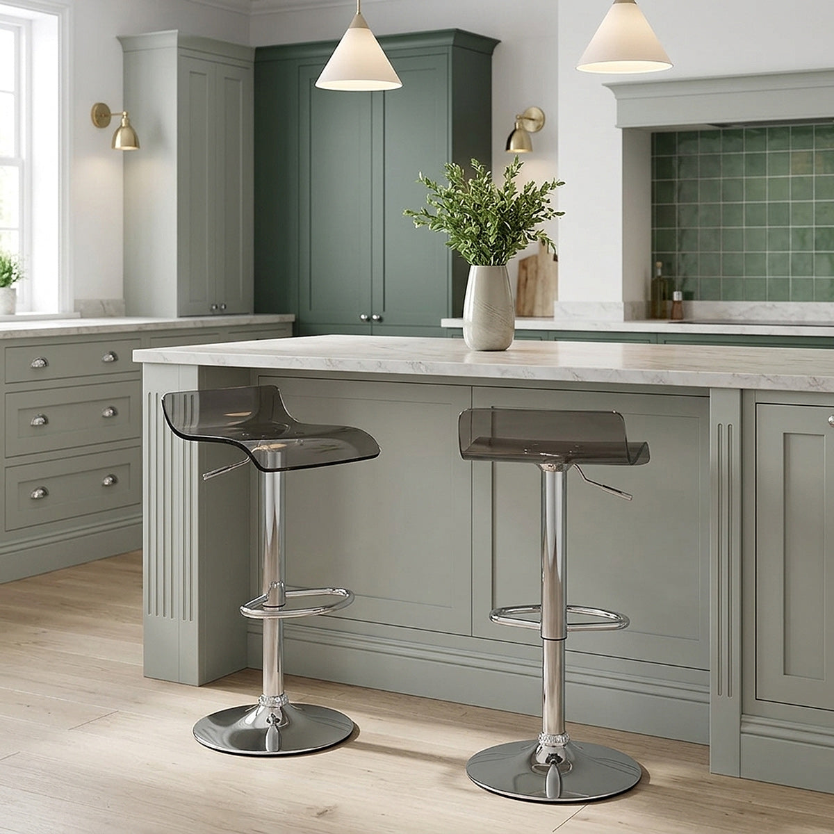 Plexiglas Barhocker Chrom - Shimmer Grau