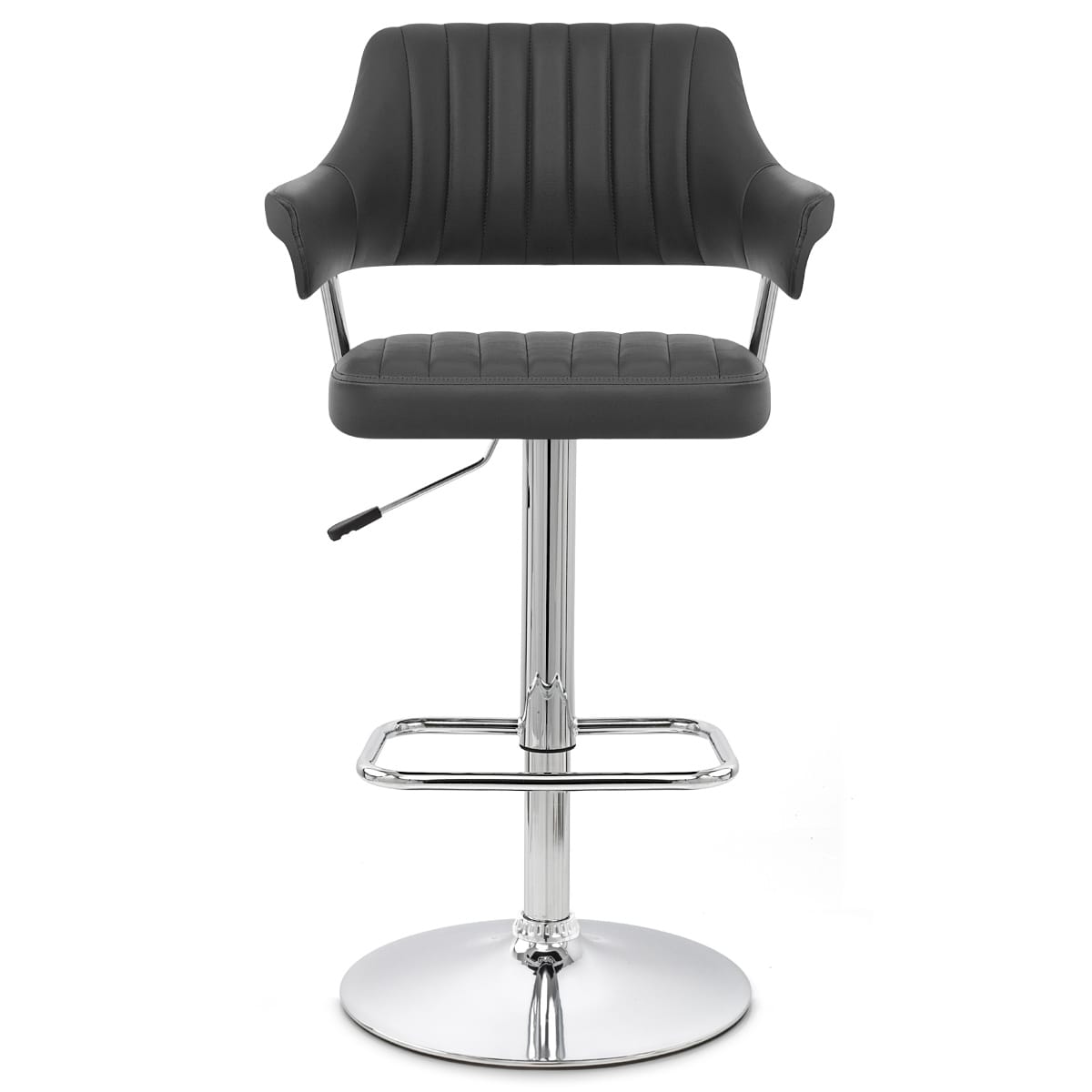 Sgabello Ecopelle Cromato - Skyline Nero