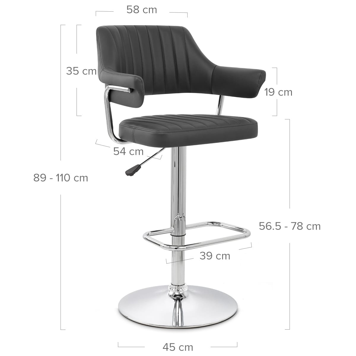 Sgabello Ecopelle Cromato - Skyline Nero