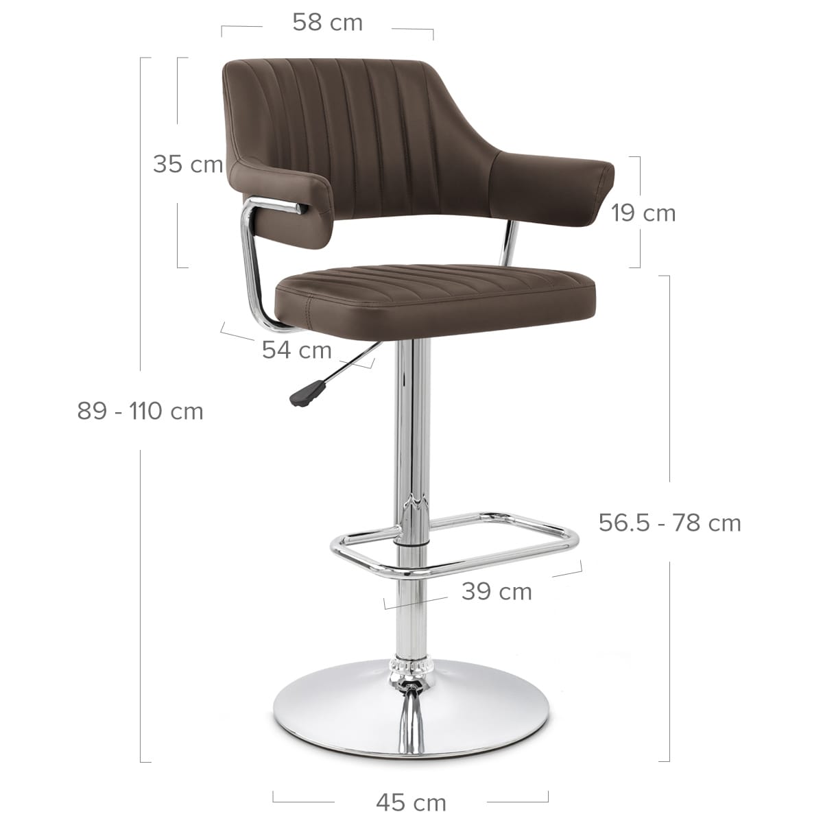 Sgabello Ecopelle Cromato - Skyline Marrone