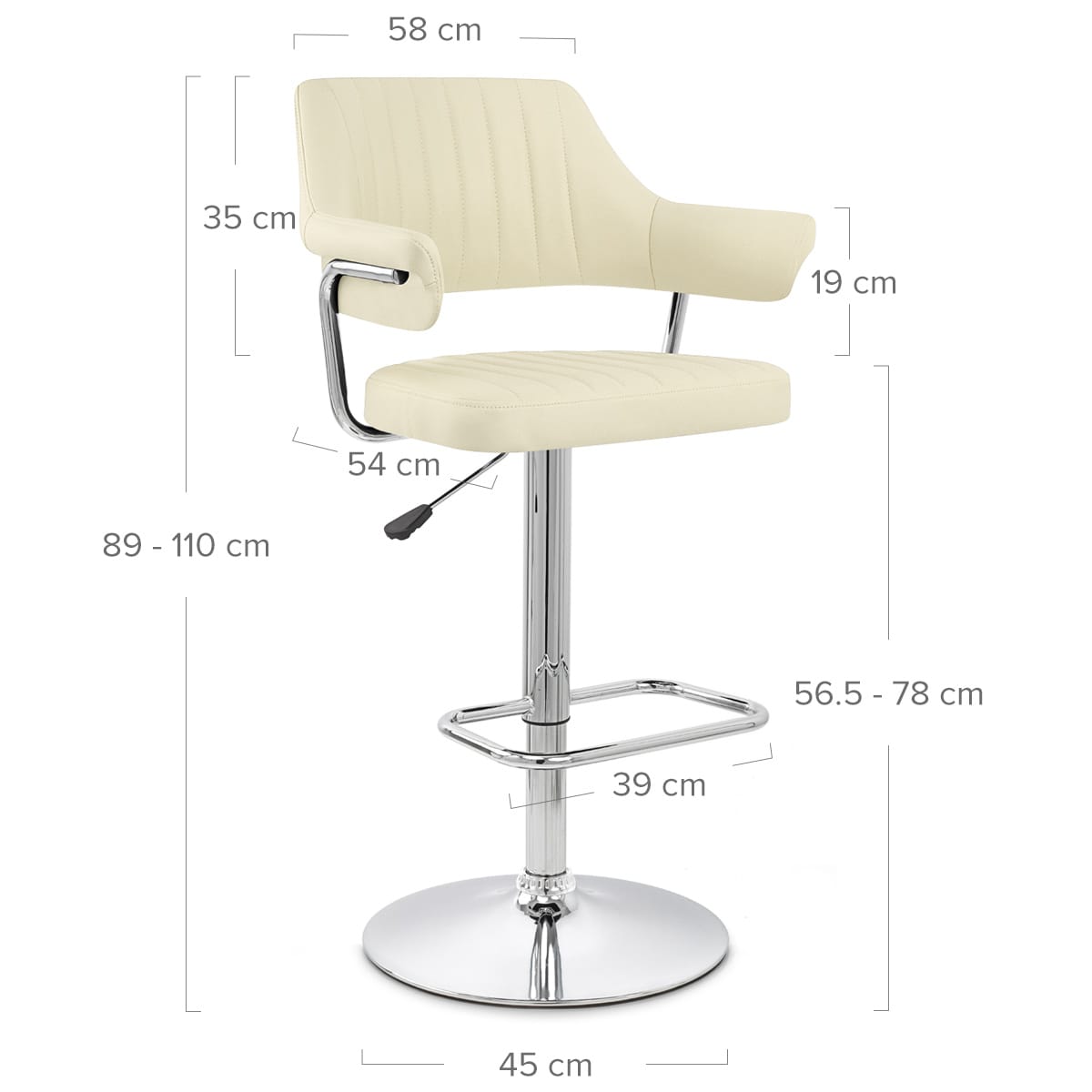 Sgabello Ecopelle Cromato - Skyline Crema