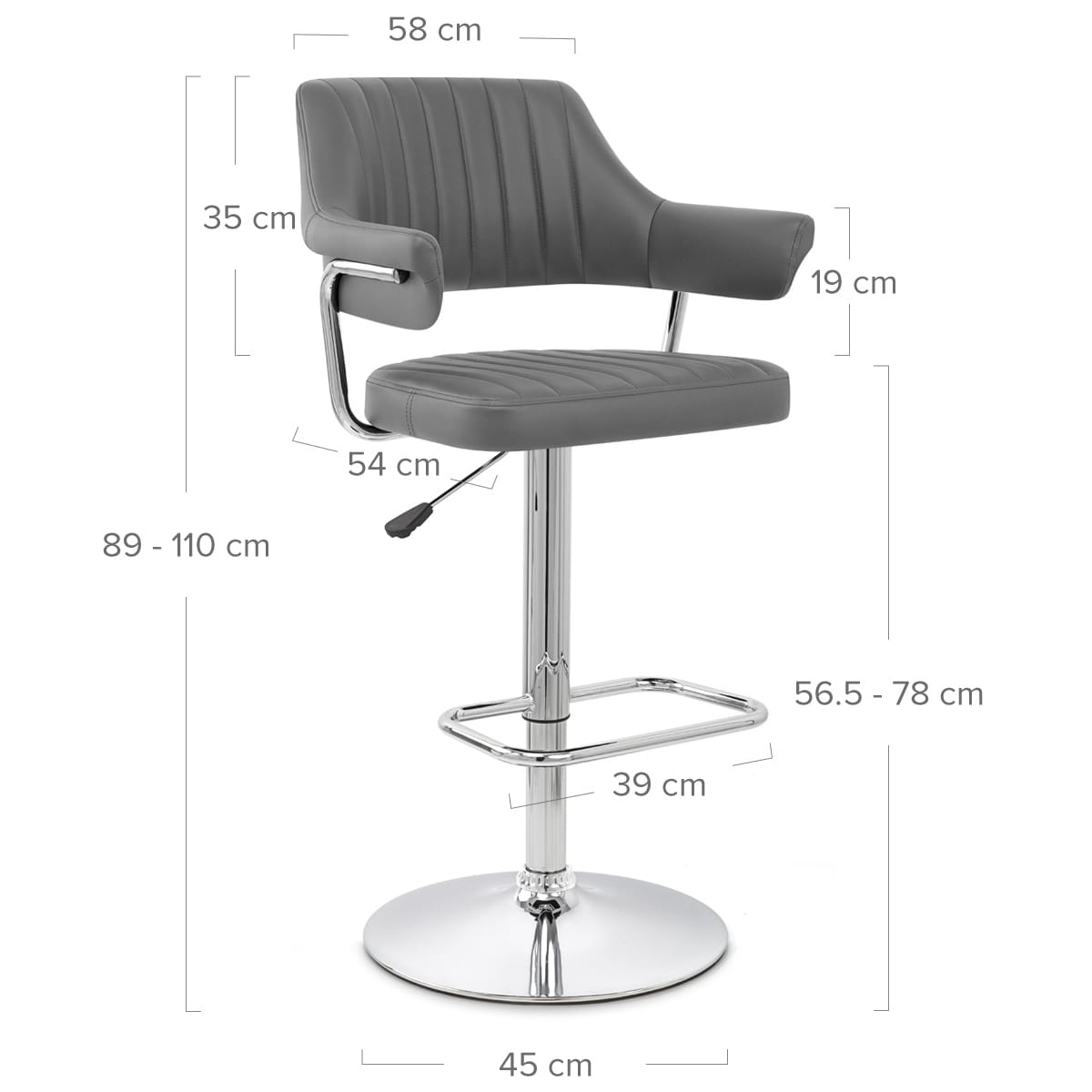 Sgabello Ecopelle Cromato - Skyline Grigio